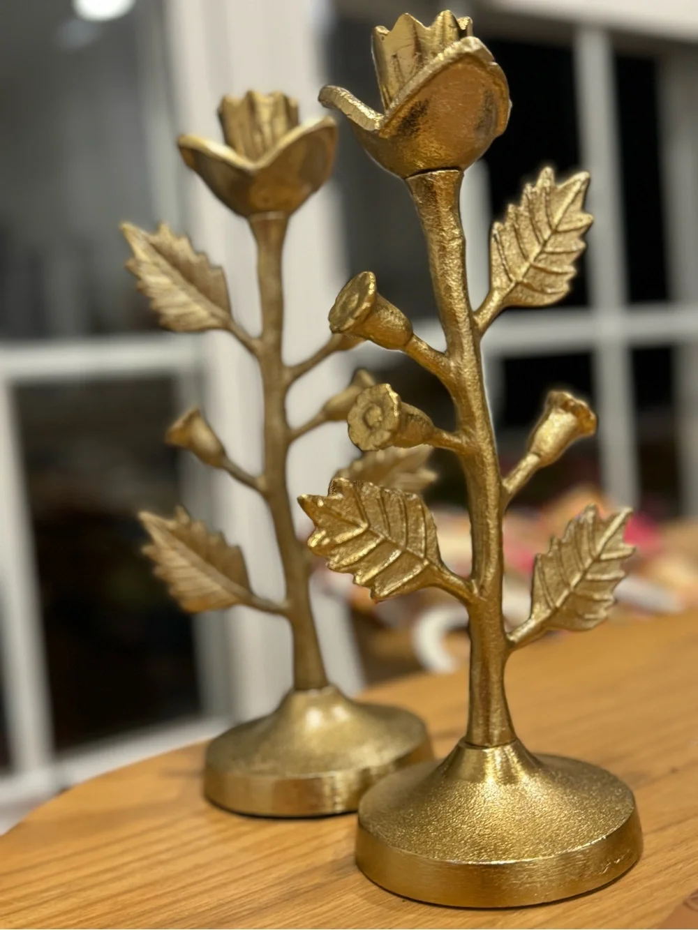 2/  Threshold Gold Metal Botanical Taper Candle Holder
